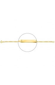 Pulsera infantil con placa recta de oro amarillo de 18 Kt, cadena cartier 3+1 de 2,5 mm