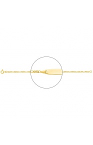 Pulsera infantil con placa redondeada de oro amarillo de 18 Kt, cadena cartier 3+1 de 2 mm