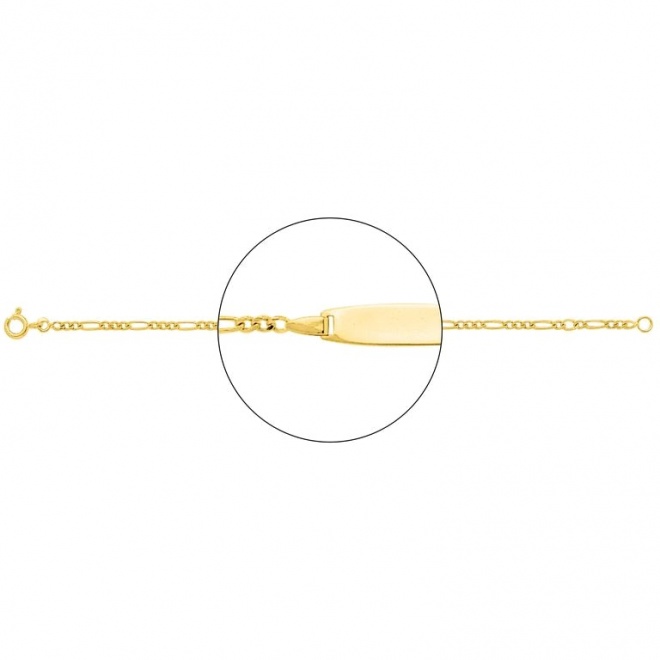 Pulsera infantil con placa redondeada de oro amarillo de 18 Kt, cadena cartier 3+1 de 2 mm