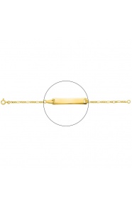 Pulsera infantil con placa recta de oro amarillo de 18 Kt, cadena cartier 3+1 de 2 mm