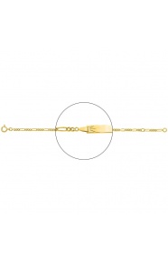 Pulsera infantil con placa con corona tallada de oro amarillo de 18 Kt, cadena cartier 3+1 de 2 mm