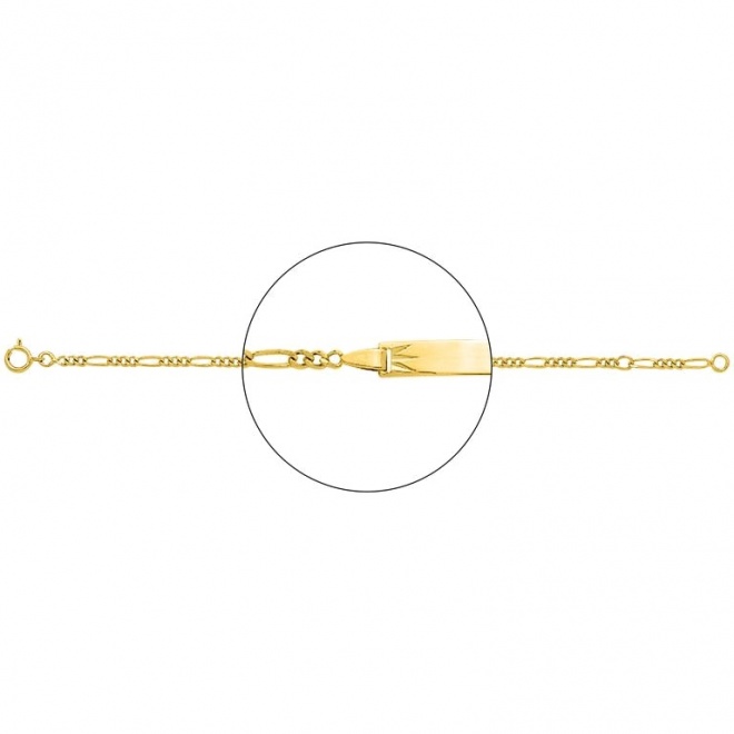 Pulsera infantil con placa con corona tallada de oro amarillo de 18 Kt, cadena cartier 3+1 de 2 mm