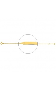 Pulsera infantil con placa recta de oro amarillo de 18 Kt, cadena marinera plana de 1,5 mm