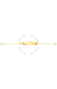 Pulsera infantil con placa redondeada de oro amarillo de 18 Kt, cadena marinera plana de 2 mm