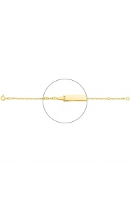 Pulsera infantil con placa recta de oro amarillo de 18 Kt, cadena marinera plana de 2 mm