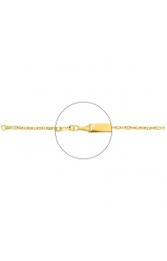 Pulsera infantil con placa recta de oro amarillo de 18 Kt, cadena marinera plana de 3 mm