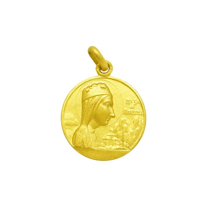 Medalla Nuestra Señora de Montserrat de oro amarillo de 18 Kt