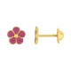 Pendientes de bebé de oro amarillo con esmalte, flor