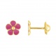 Pendientes de bebé de oro amarillo con esmalte, flor