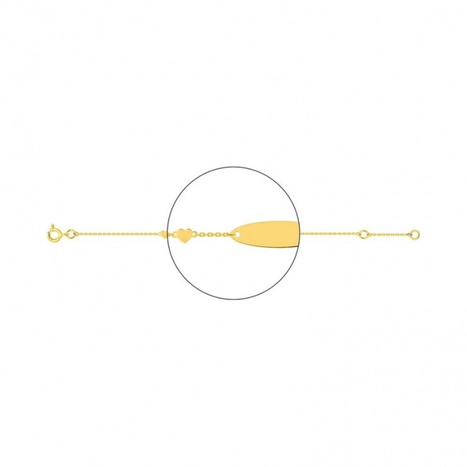 Pulsera infantil con placa de oro amarillo, corazón