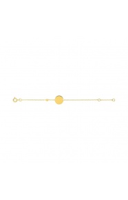 Pulsera infantil de oro amarillo, disco y corazón