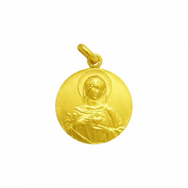 Medalla Sagrado Corazón de María de oro amarillo de 18 Kt