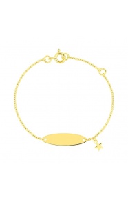 Pulsera infantil con placa de oro amarillo, estrella colgante