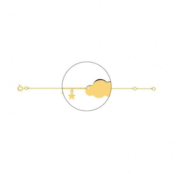 Pulsera infantil con placa de oro amarillo, nube y estrella