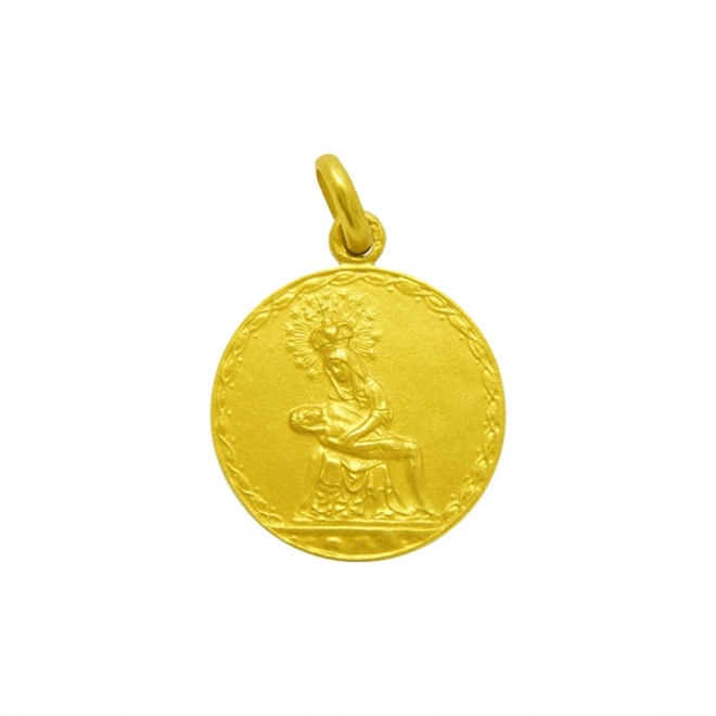 Medalla Virgen de la Piedad de oro amarillo de 18 Kt