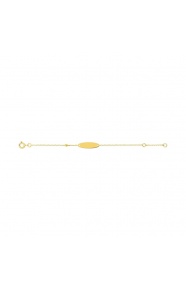 Pulsera infantil con placa de oro amarillo, bolita