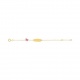Pulsera infantil con placa de oro amarillo con esmalte, mariposa