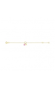 Pulsera infantil de oro amarillo con esmalte, corazón y estrella