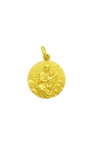 Medalla Virgen del Carmen Manto de oro amarillo de 18 Kt
