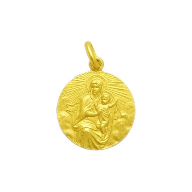 Medalla Virgen del Carmen Manto de oro amarillo de 18 Kt