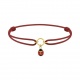 Pulsera infantil de oro amarillo y cordón rojo, mariquita esmaltada