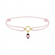 Pulsera infantil de oro amarillo y cordón rosa, mariquita esmaltada