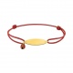 Pulsera infantil con placa de oro amarillo y cordón rojo, mariquita esmaltada
