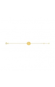 Pulsera infantil de oro amarillo, medalla ovalada de ángel
