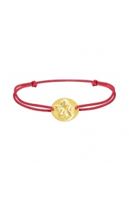 Pulsera infantil de oro amarillo y cordón rojo, medalla de ángel