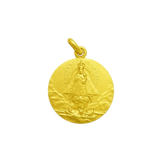 Medalla Virgen Caridad del Cobre de oro amarillo de 18 Kt