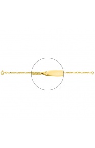 Pulsera infantil con placa redondeada de oro amarillo de 18 Kt, cadena marinera 3+1 de 2 mm