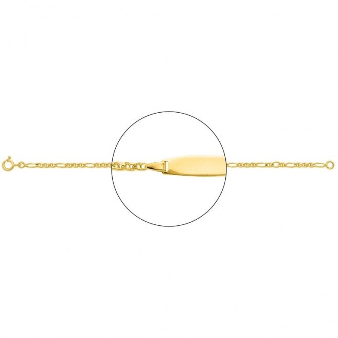 Pulsera infantil con placa redondeada de oro amarillo de 18 Kt, cadena marinera 3+1 de 2 mm