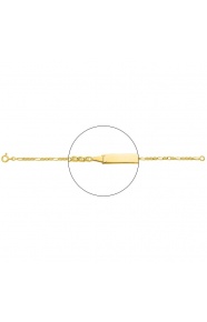 Pulsera infantil con placa recta de oro amarillo de 18 Kt, cadena marinera 3+1 de 2 mm
