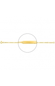 Pulsera infantil con placa diamantada de oro amarillo de 18 Kt, cadena marinera 3+1 de 2 mm
