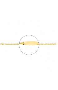 Pulsera infantil con placa redondeada de oro amarillo de 18 Kt, cadena marinera 3+1 de 3 mm