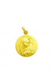 Medalla Virgen de los Dolores de oro amarillo de 18 Kt