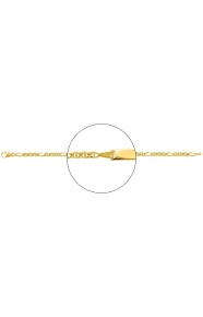 Pulsera infantil con placa recta de oro amarillo de 18 Kt, cadena marinera 3+1 de 3 mm