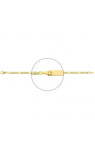 Pulsera infantil con placa con corona tallada de oro amarillo de 18 Kt, cadena marinera 3+1 de 3 mm