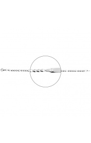 Pulsera infantil con placa recta de oro blanco de 18 Kt, cadena marinera 3+1 de 3 mm