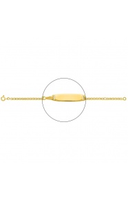 Pulsera infantil con placa redondeada de oro amarillo de 18 Kt, cadena marinera de 2 mm