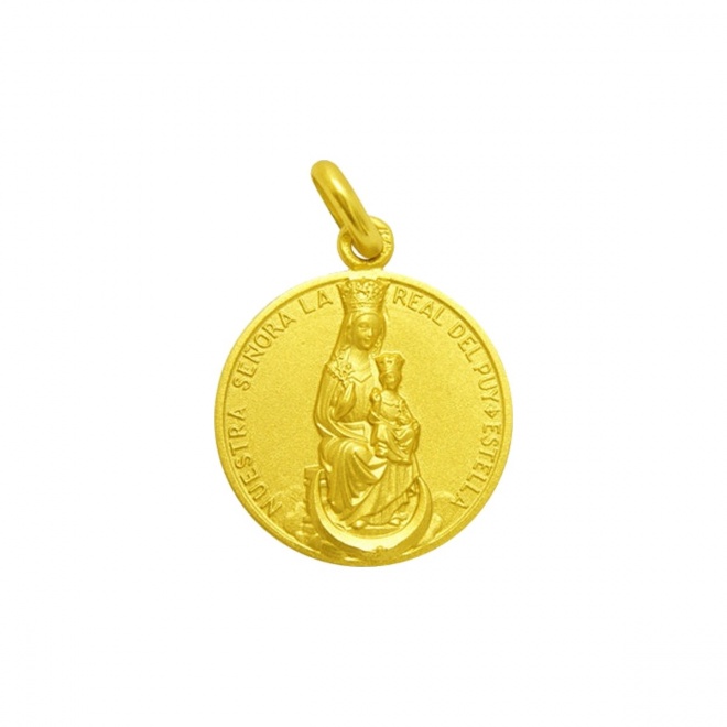 Medalla Nuestra Señora del Puy de oro amarillo de 18 Kt