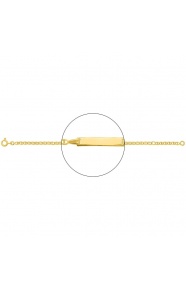 Pulsera infantil con placa recta de oro amarillo de 18 Kt, cadena marinera de 2 mm