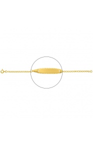 Pulsera infantil con placa redondeada diamantada de oro amarillo de 18 Kt, cadena marinera de 2 mm