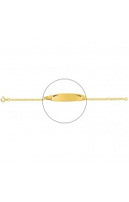 Pulsera infantil con placa con rayos tallados de oro amarillo de 18 Kt, cadena marinera de 2 mm