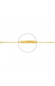 Pulsera infantil con placa diamantada de oro amarillo de 18 Kt, cadena marinera de 2 mm
