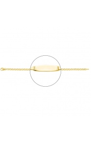 Pulsera infantil con placa redondeada de oro amarillo de 18 Kt, cadena marinera de 3 mm