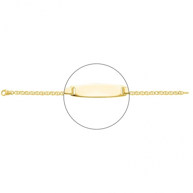 Pulsera infantil con placa redondeada de oro amarillo de 18 Kt, cadena marinera de 3 mm