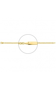 Pulsera infantil con placa recta de oro amarillo de 18 Kt, cadena marinera de 3 mm