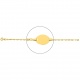 Pulsera infantil con placa ovalada de oro amarillo de 18 Kt, cadena marinera alargada de 2,5 mm
