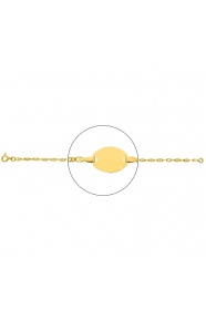 Pulsera infantil con placa ovalada de oro amarillo de 18 Kt, cadena marinera alargada de 2,5 mm